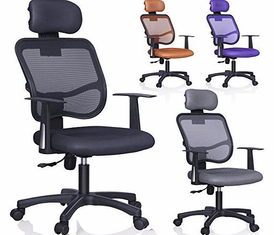 tinxs  Multi-Colored Ergonomic Design Swivel Mesh Chrome Adjustable Executive Office Computer Chairs Furniture Fabric Black Brown Purple Dark Grey (Dark grey)