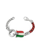 Tonino Lamborghini Sterling Silver and Two-tone Braided Leather Bracelet