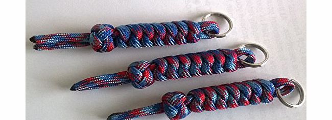 Tradewinds Legend (Help For Heroes) Paracord 550 Snake Stitch/Diamond Knot Zip Extensions/Key Fob x 3.