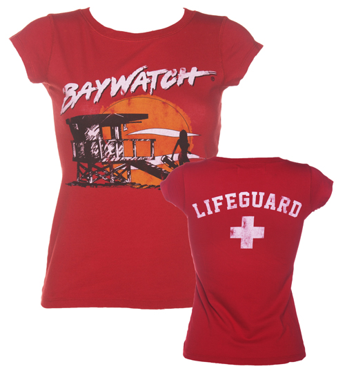 TruffleShuffle Ladies Baywatch Lifeguard Vintage T-Shirt