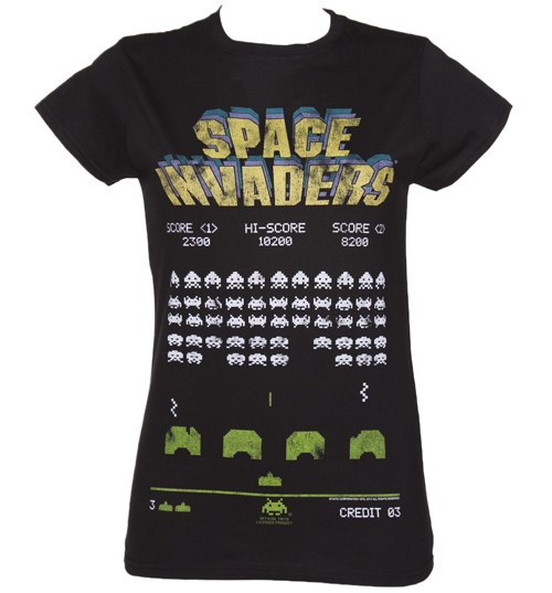 TruffleShuffle Ladies Black Space Invaders T-Shirt