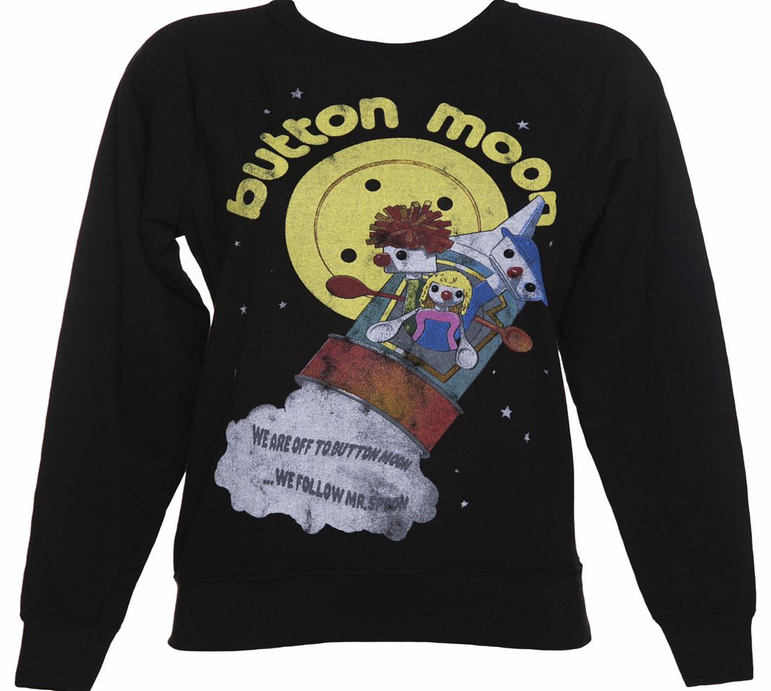 TruffleShuffle Ladies Black Were Off To Button Moon Sweater