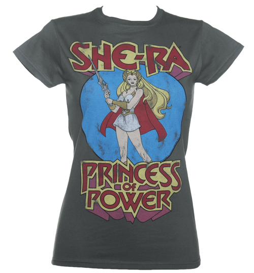 TruffleShuffle Ladies Charcoal She-Ra Princess Of Power T-Shirt