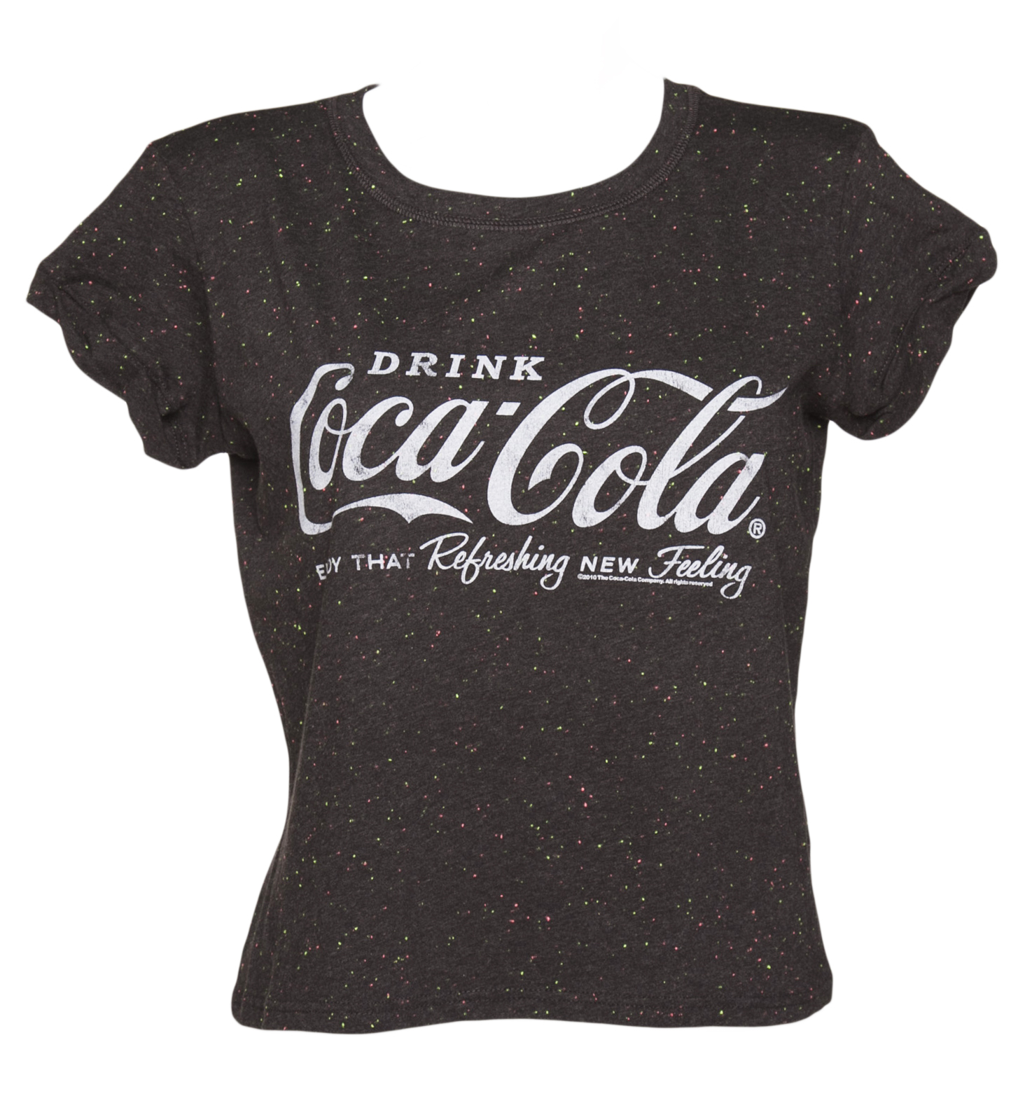 TruffleShuffle Ladies Coca-Cola Logo Speckled Rolled Sleeve