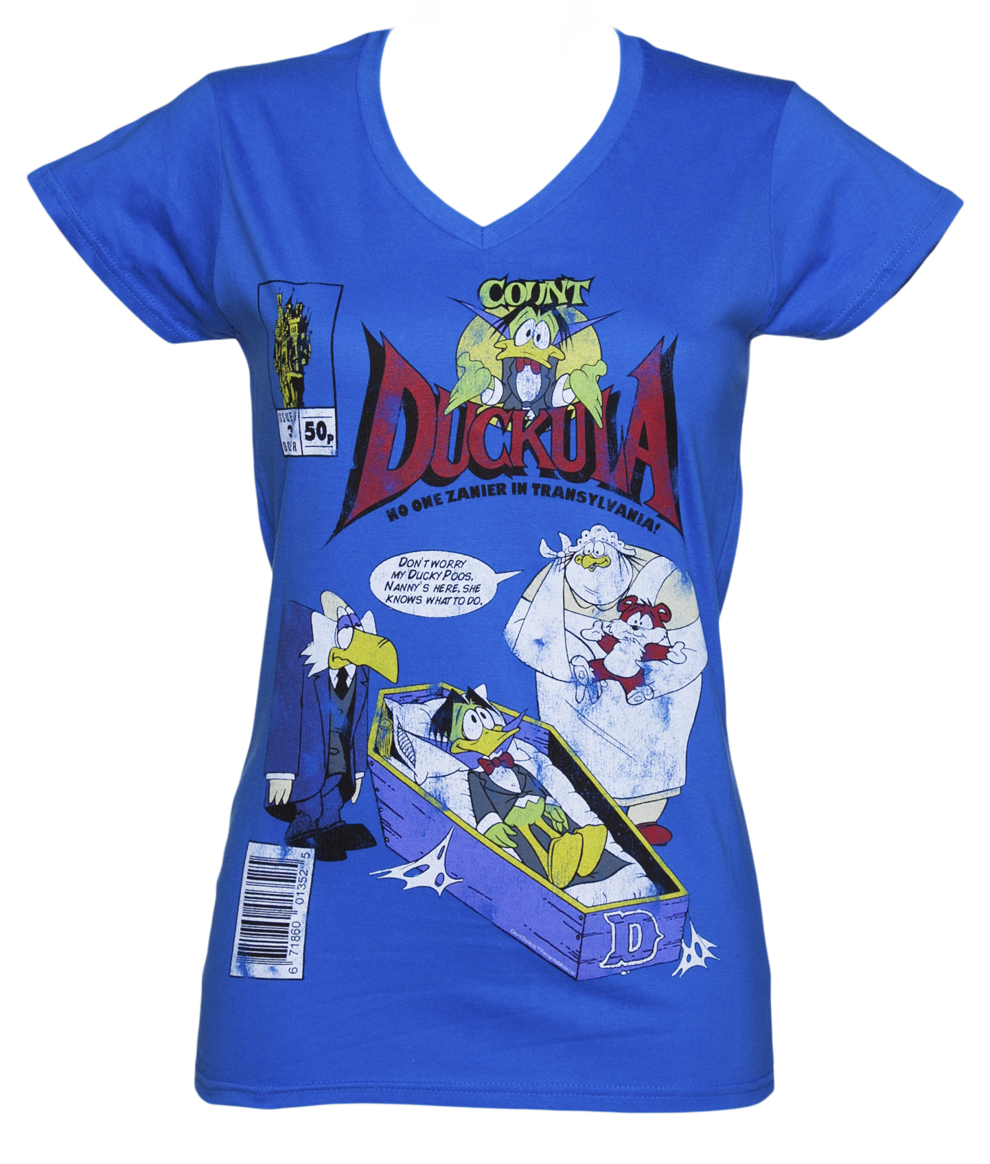TruffleShuffle Ladies Count Duckula Comic Cover V-Neck T-Shirt