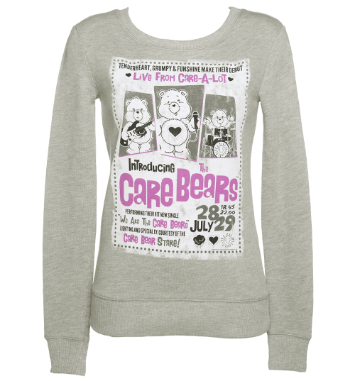 TruffleShuffle Ladies Grey Care Bears In Concert Sweater
