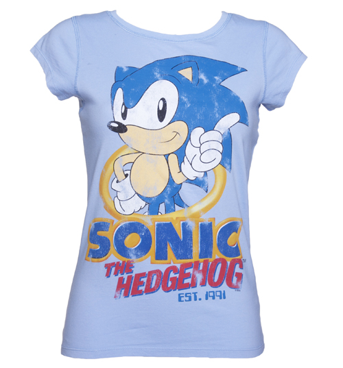 TruffleShuffle Ladies Sonic The Hedgehog Vintage T-Shirt
