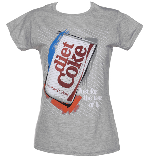 TruffleShuffle Ladies Sport Grey Diet Coke Retro Stripes T-Shirt