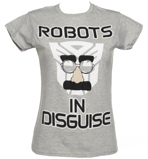 TruffleShuffle Ladies Transformers In Disguise Grey T-Shirt