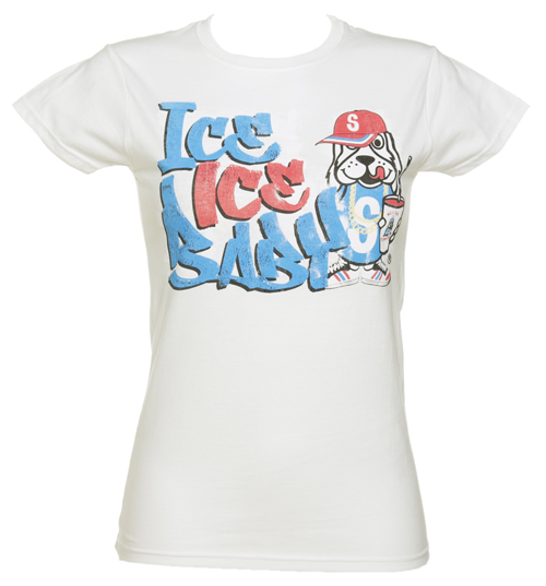 TruffleShuffle Ladies White Slush Puppie Ice Ice Baby T-Shirt