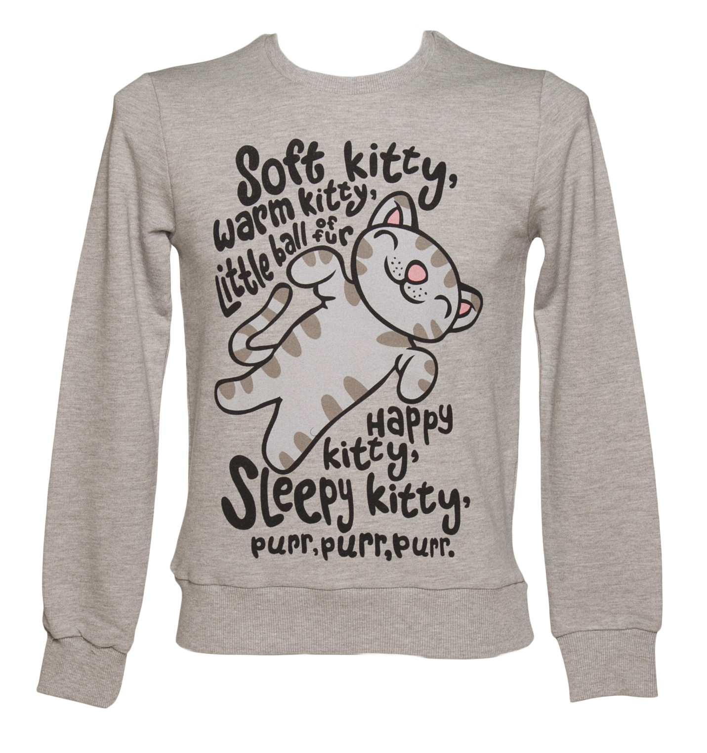 TruffleShuffle Mens Grey Big Bang Theory Soft Kitty Sweater