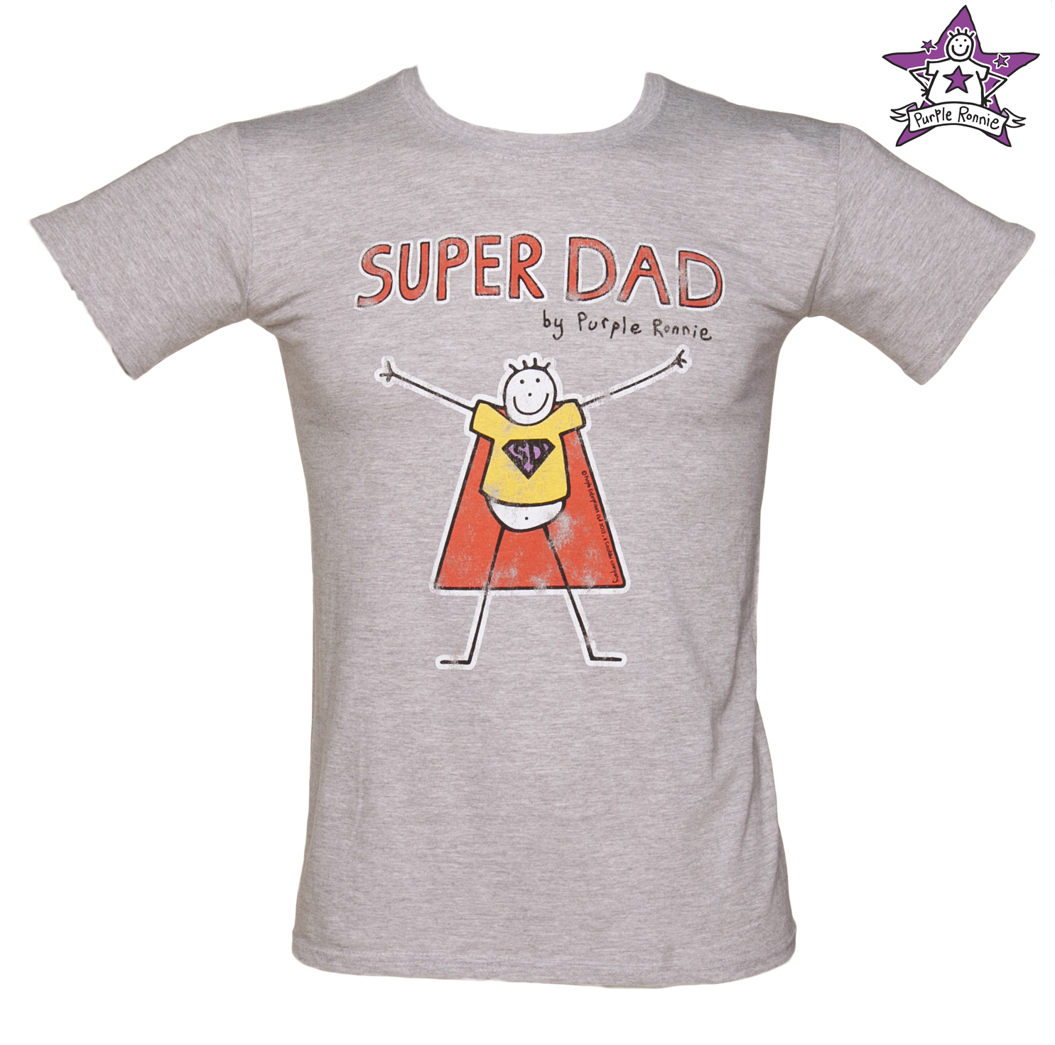 TruffleShuffle Mens Grey Super Dad Purple Ronnie T-Shirt