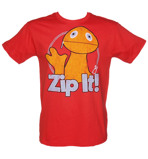 TruffleShuffle Mens Red Zippy Zip It Rainbow T-Shirt