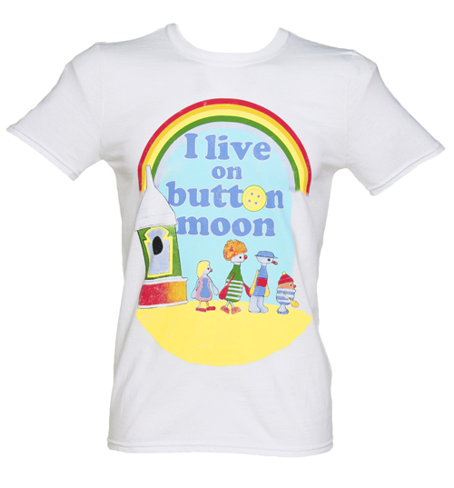 TruffleShuffle Mens White I Live On Button Moon T-Shirt