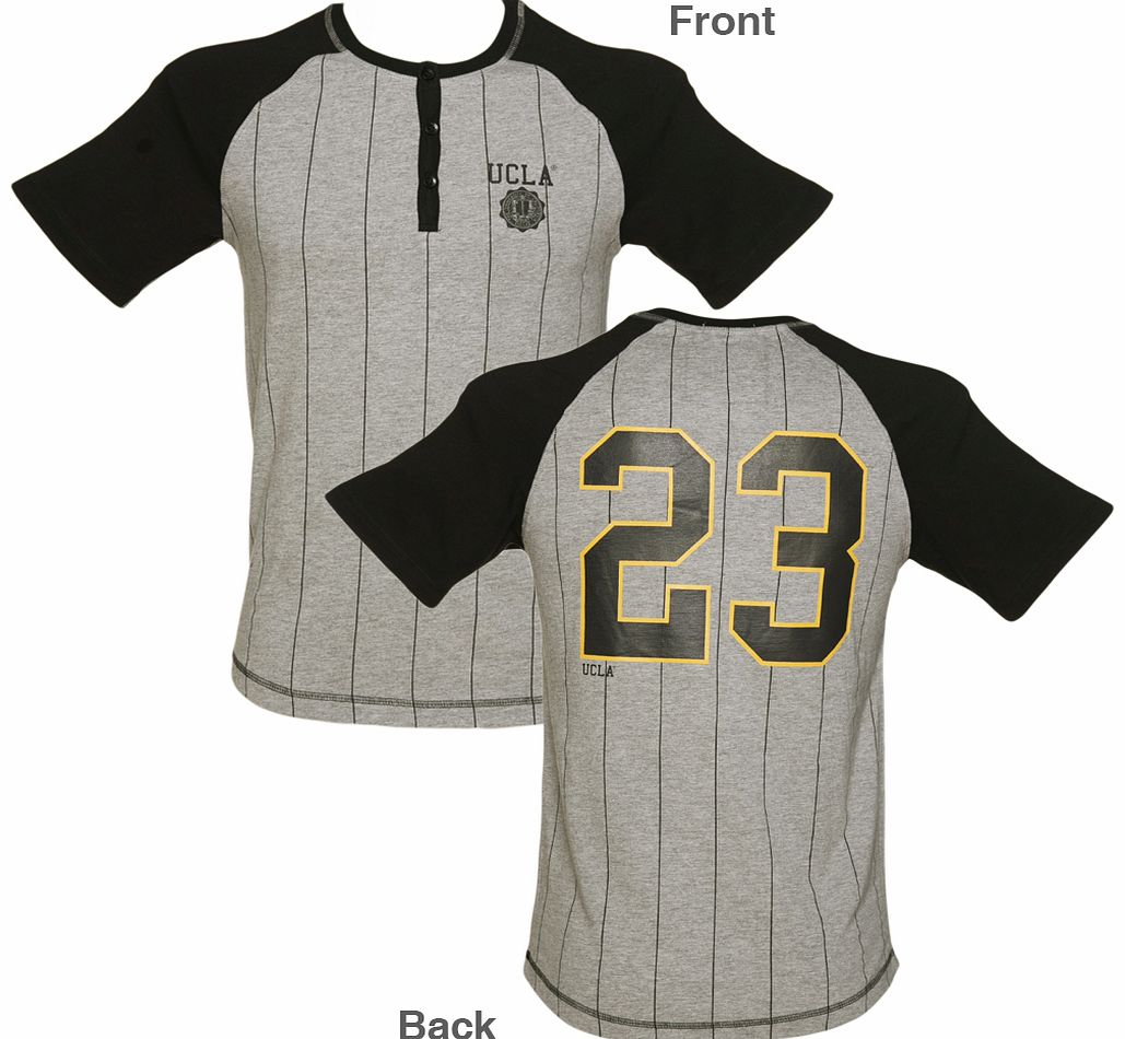 UCLA Clothing Mens Grey Marl And Black Shonto Raglan Baseball