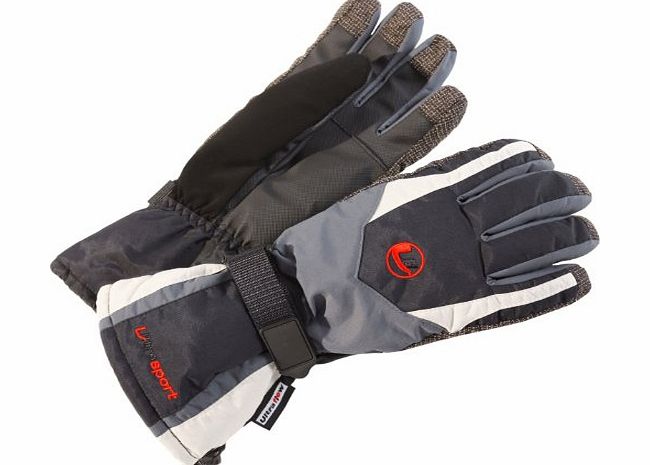 Ultrasport Mens Ski/Snowboard Glove with Kevlar Protection - Black/Grey, Medium