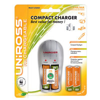 Compact AA and AAA Battery Charger + 4