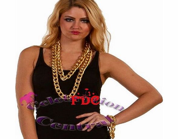 Unknown CC 6Mm X 22.5Mm X 32.5Mm 90Cm Gold Bling Necklace Bracelet Chain Rapper Gangsta Pimp Jewellery