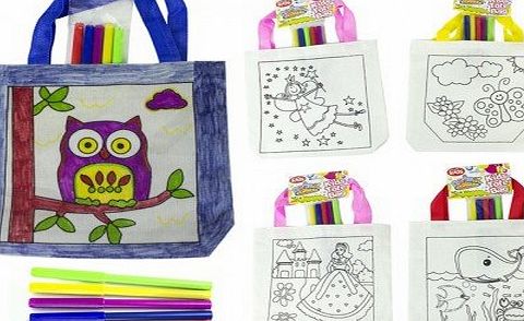 Colour Your Own Kids Tote Bag With Pens