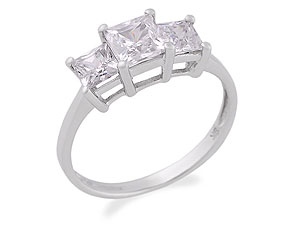 Unbranded 9ct-White-Gold-And-Cubic-Zirconia-Trilogy-Ring-186543