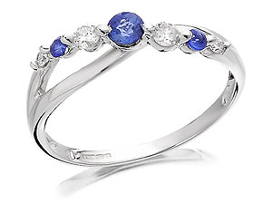 Unbranded 9ct-White-Gold-Diamond-And-Sapphire-Garland-Ring--16pts-047240