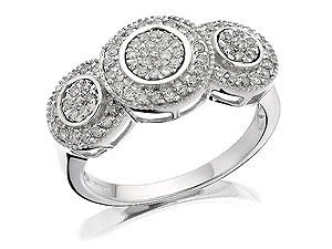 Unbranded 9ct White Gold Pave Set Trilogy Cluster Ring 047206-M
