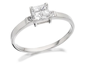 Unbranded 9ct White Gold Square Cubic Zirconia Ring