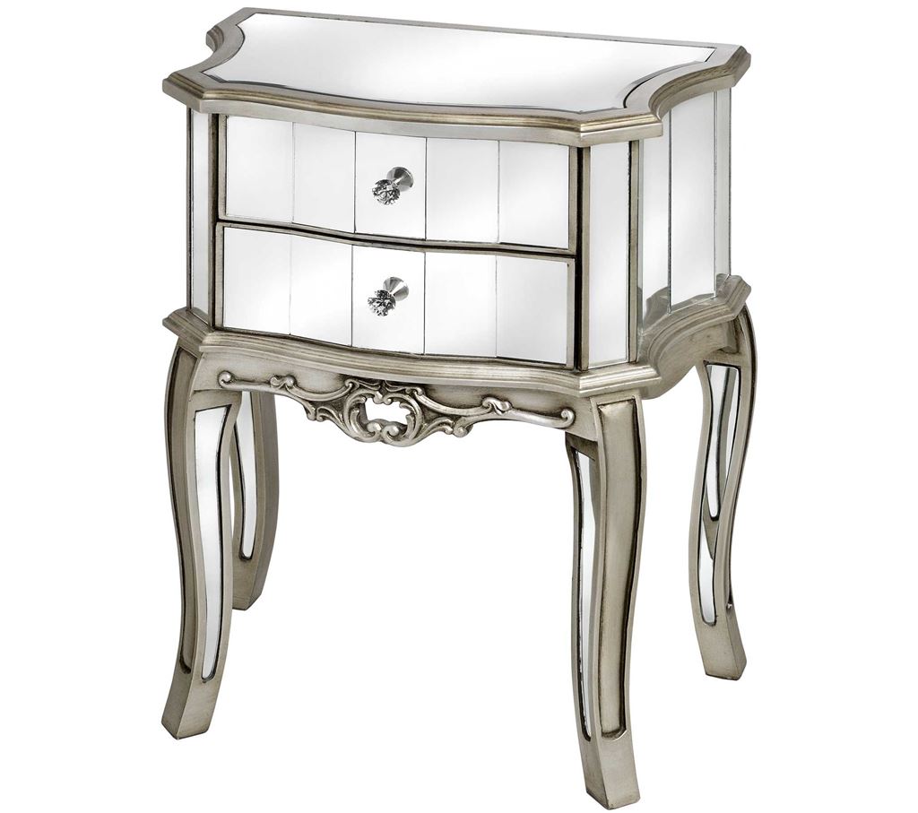 Unbranded Argente Mirrored Two Drawer Bedside Table