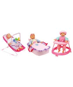 Bouncer, Walker and Moses Basket to care for your doll. Doll not included. For ages 3 years and over