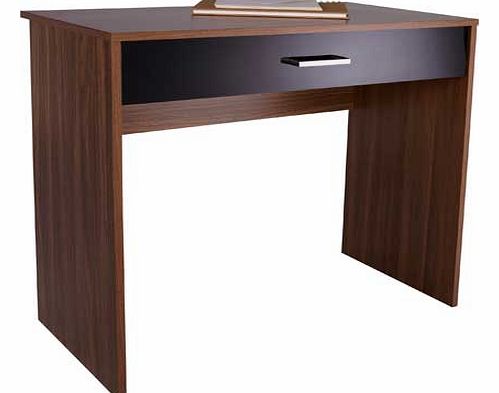 Part of the Caspian collection. this walnut and black gloss one drawer desk is great for the modern office. Ideal for working on laptops or manually writing on documents and featuring a drawer to help keep you organised. Part of the Caspian collectio