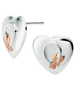 Unbranded Clogau Sterling Silver and 9ct Rose Gold Stud Earrings