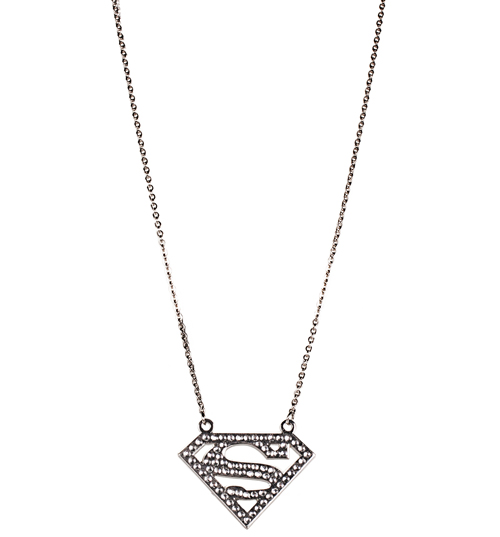 Unbranded Diamante Classic Supergirl Logo Necklace