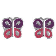 Unbranded Girls Sterling Silver Enamel Butterfly Earrings
