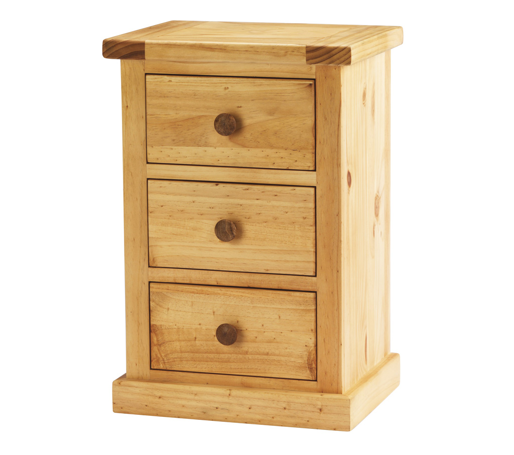 Unbranded Nordic Chunky Solid Pine 3 drawer bedside table