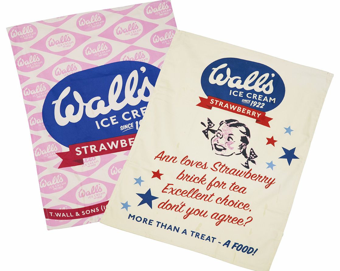 Unbranded Pack Of Two Vintage Walls Ice Cream Tea Towels