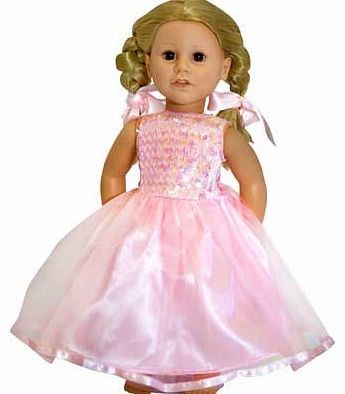 Whats more fun for your little one than dressing up? Dressing their favourite doll in a matching outfit. This gorgeous pink sequin bodice has satin straps and a full layered net skirt trimmed with a pink satin ribbon. just like the childs costume. an