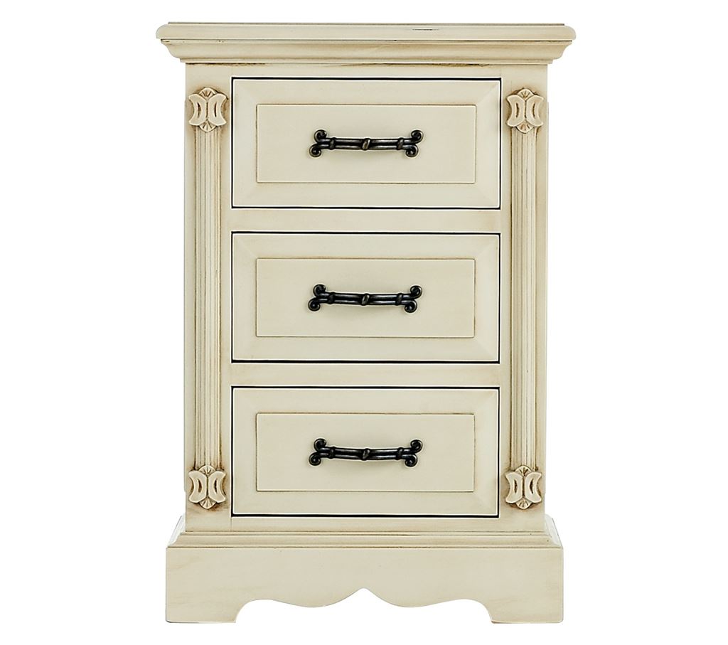 Unbranded Romantic petite ivory style 3 drawer bedside table