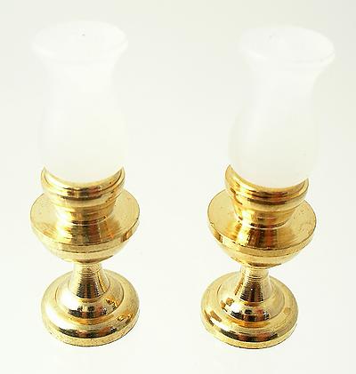 1:12 Scale Brass Bedside Mock Oil Lamps