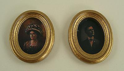Two Miniature Family Portraits Oval Frames