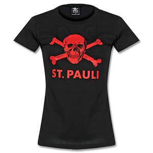 Upsolut St Pauli Womens Skull T-Shirt - Black/Red