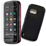 Vanguard Tech Shock resistant Nokia 5800 Xpressmusic Black Silicone Skin Case and screen protector pack