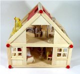 vdp complet dolls house FREDA with furniture and family from wood