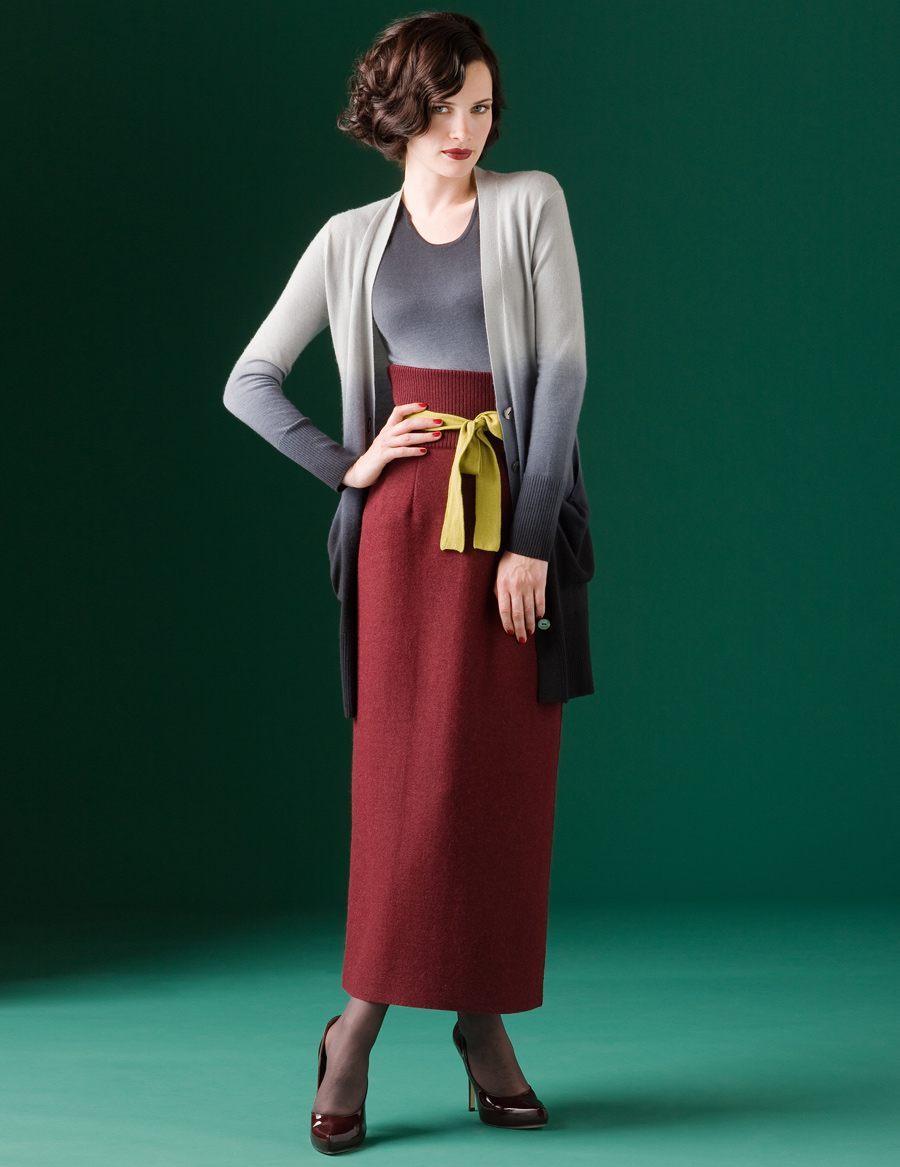 Wall Luxury Essentials Pencil Skirt With Fine Knit Belt
