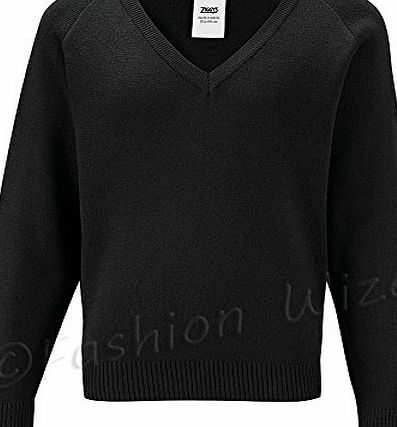 Westar Boys Girls Unisex Knitted School Jumper Sweatshirt Jumper V Neck School Ages 4 - 18   Adult Size - 7 Colours