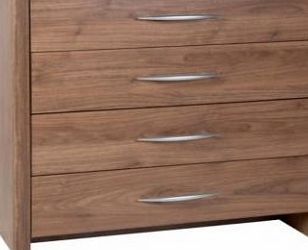 Whitby Chest of Drawers Walnut 4 Drawer Dark Wood Bedroom Drawer Chest Metal Runners