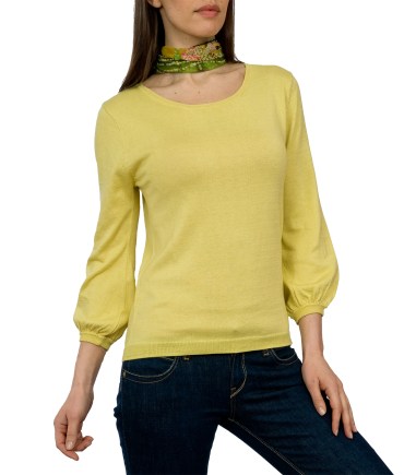 Woolovers Citrus Silk and Cotton Blouse Sleeved Sweater 7044