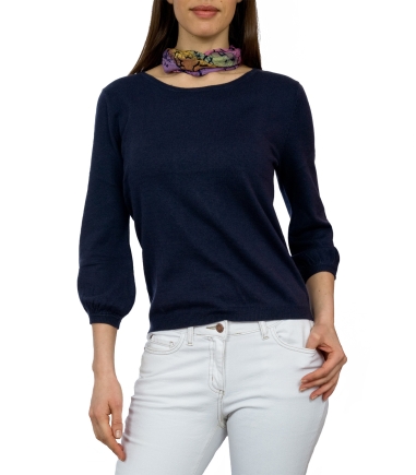 Woolovers Silk and Cotton Blouse Sleeved Jumper Womens