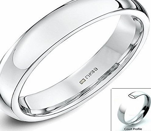 Xzara Jewellery - Platinum 4mm Heavy Court (Comfort Ring) Ladies/Gents 9.9 Grams Wedding Ring Band Size T