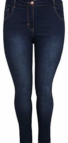Yoursclothing Plus Size Womens Mid Super Stretch Cotton Elastane Skinny Jeans Size 20 Blue