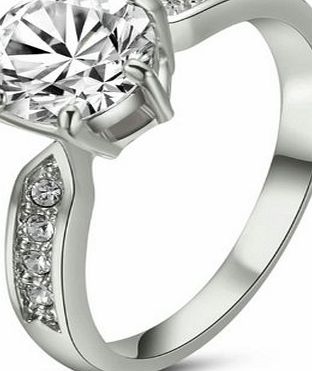 Yoursfs 3.5ct Simulated Diamond Engagement Ring Platinum Plated Rhinestone Jewellery (R)